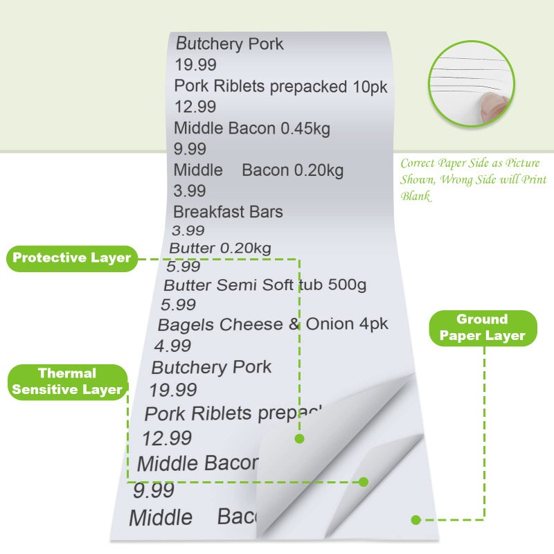 MFLABEL Thermal POS Receipt Paper Rolls - 2 1/4" x 50' (57mm x 15.3m) - 200 Rolls Bulk Pack - High Sensitivity Thermal Paper for Cash Registers, Credit Card Machines & POS Systems - 1/2" Core - Image 4